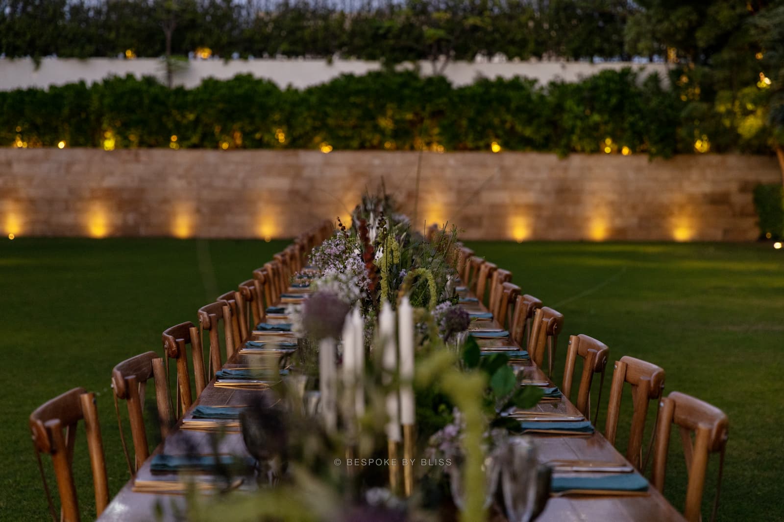 Full room view in green, lavender and wood