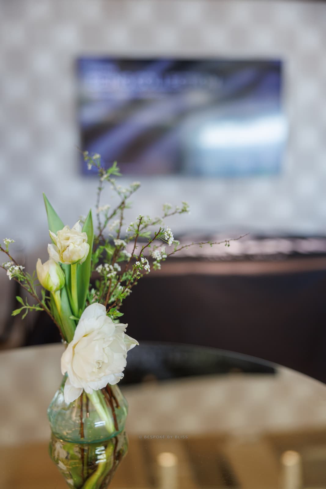 Table setting detail in white and green
