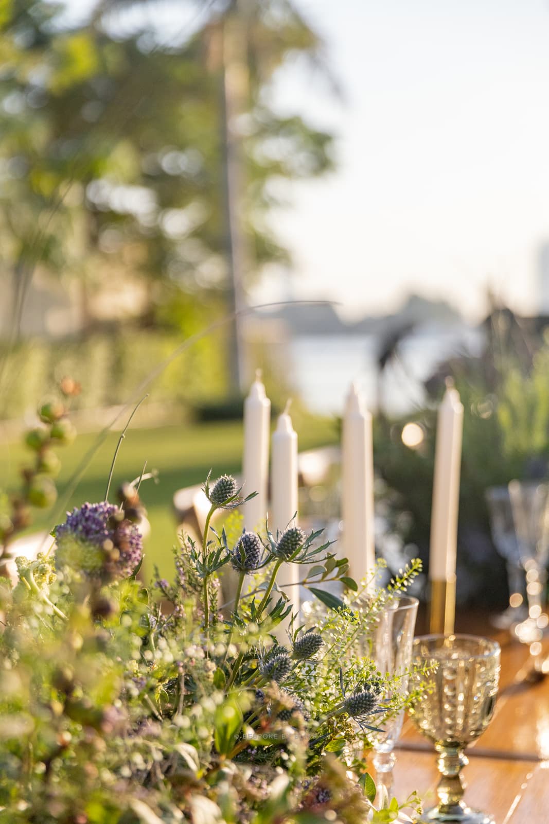 Candles and lighting in ivory, green and gold