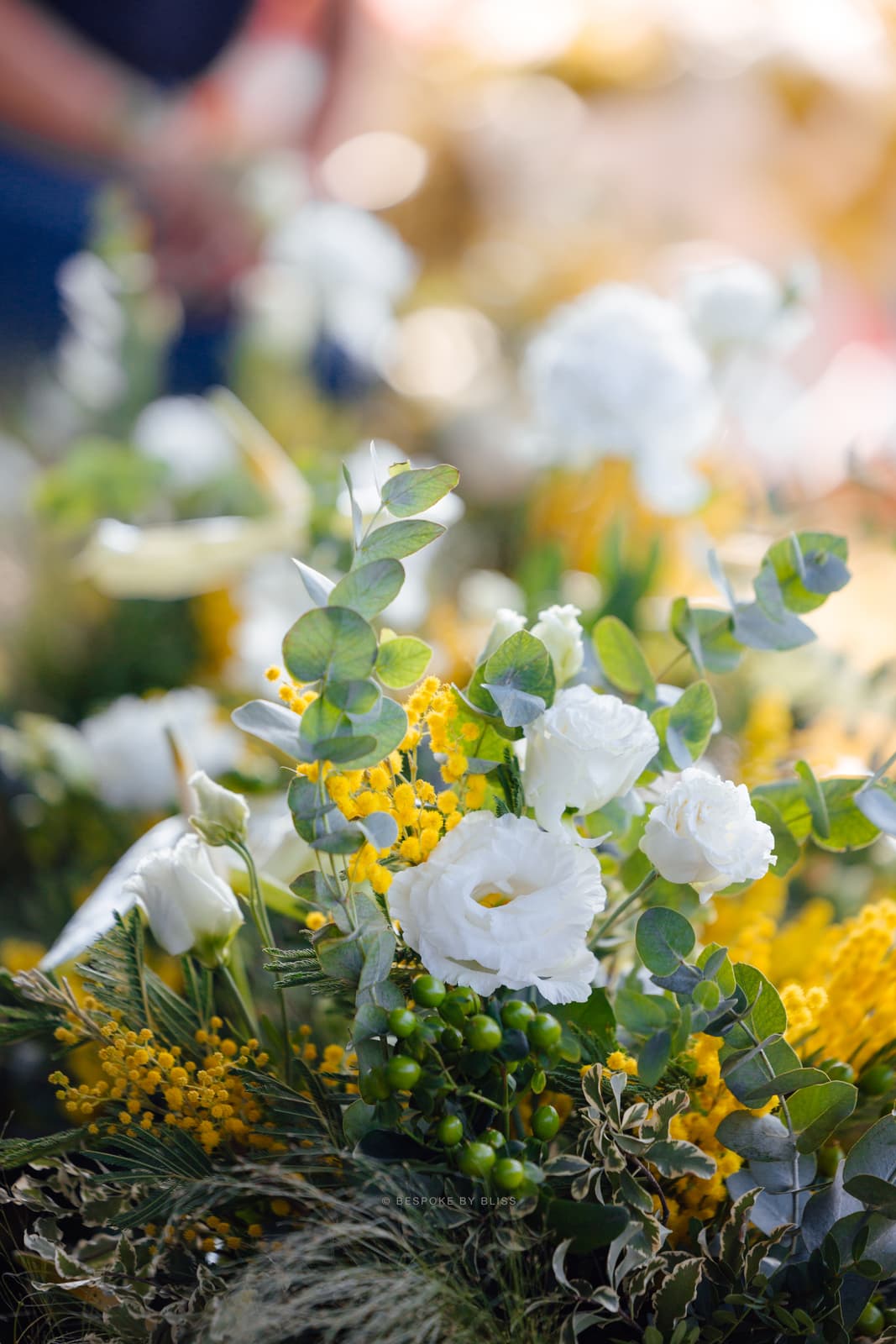 Statement floral arrangement in white, yellow and green