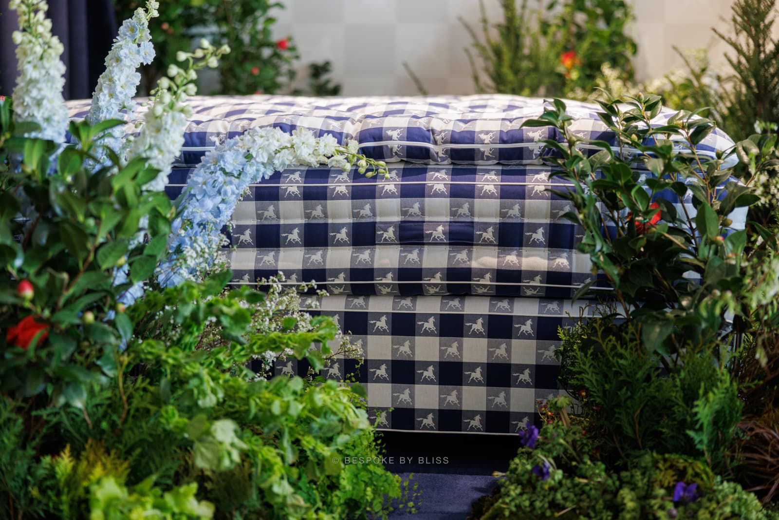 Statement floral arrangement in navy, green and white