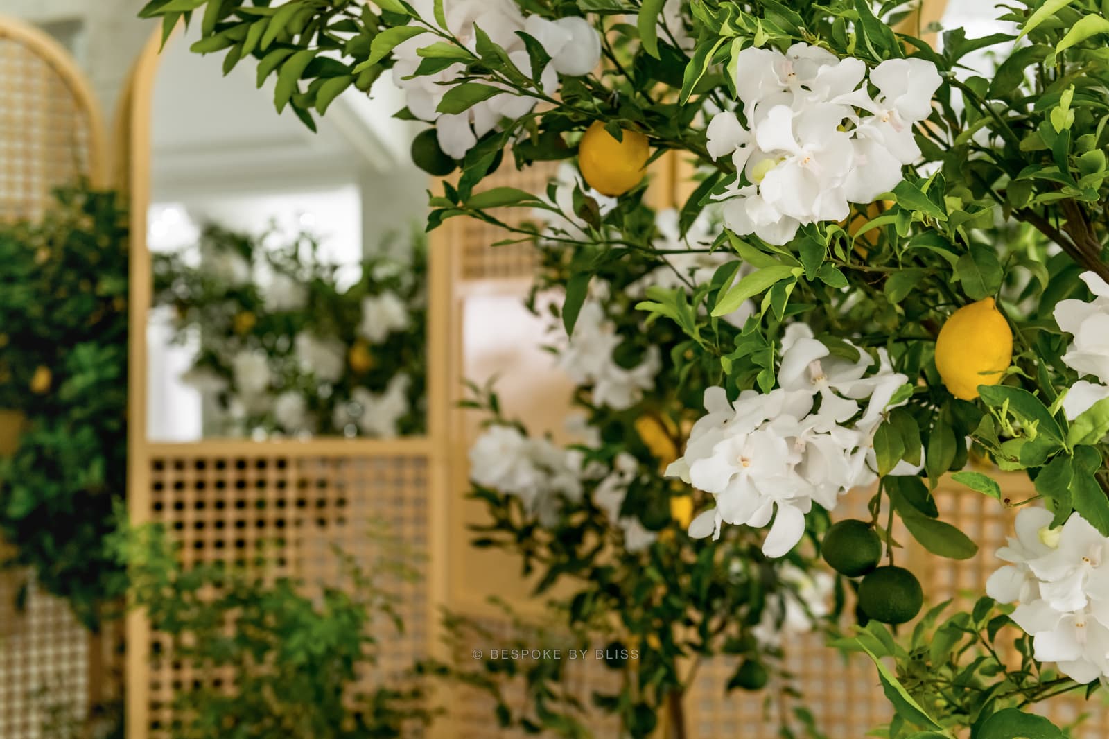Statement floral arrangement in white, yellow and green